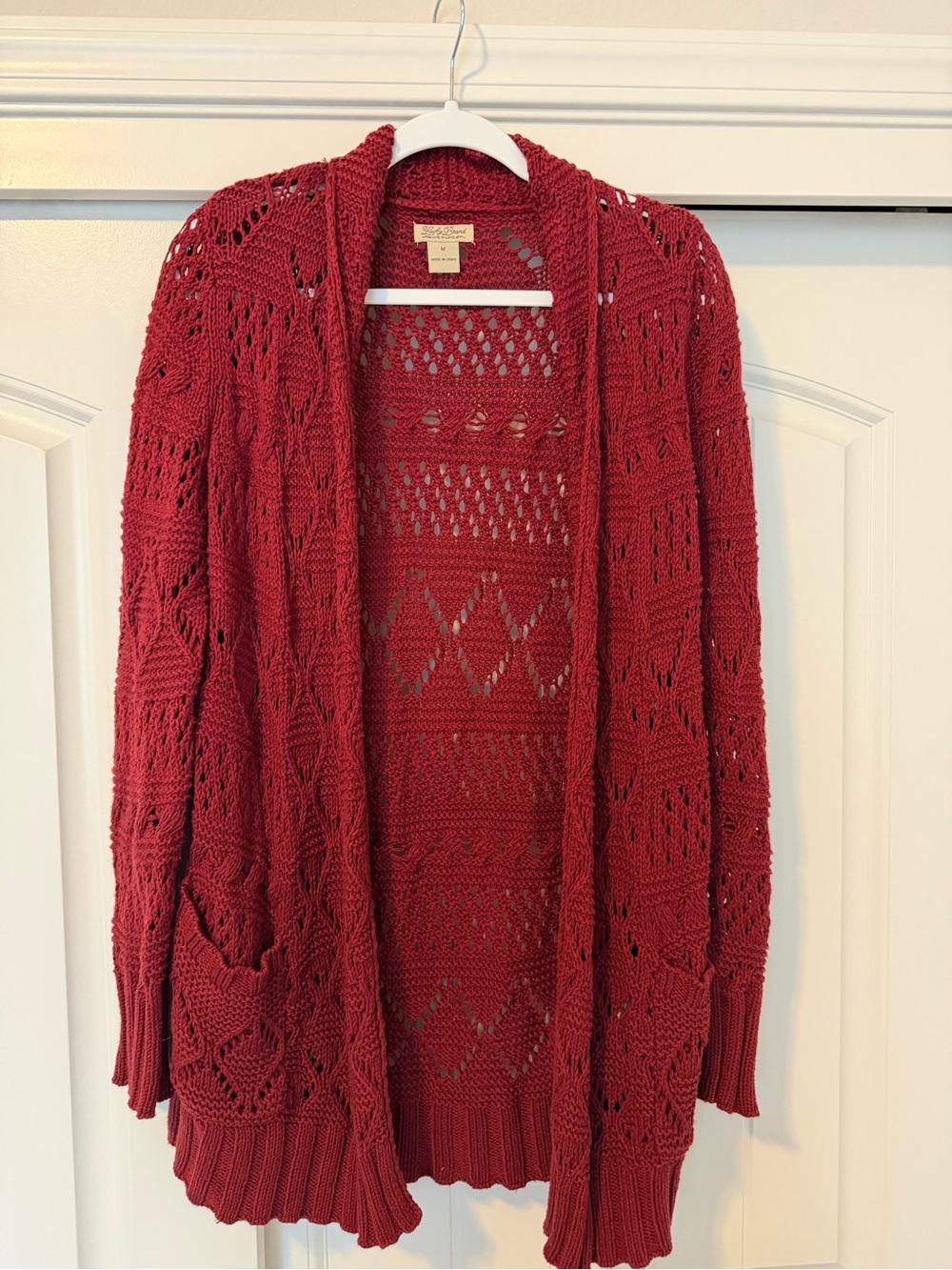 Lucky Brand Red Knit Cardigan Sweater